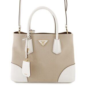 PRADA 2WAYBag Canvas/Leather Beige/White BN2775